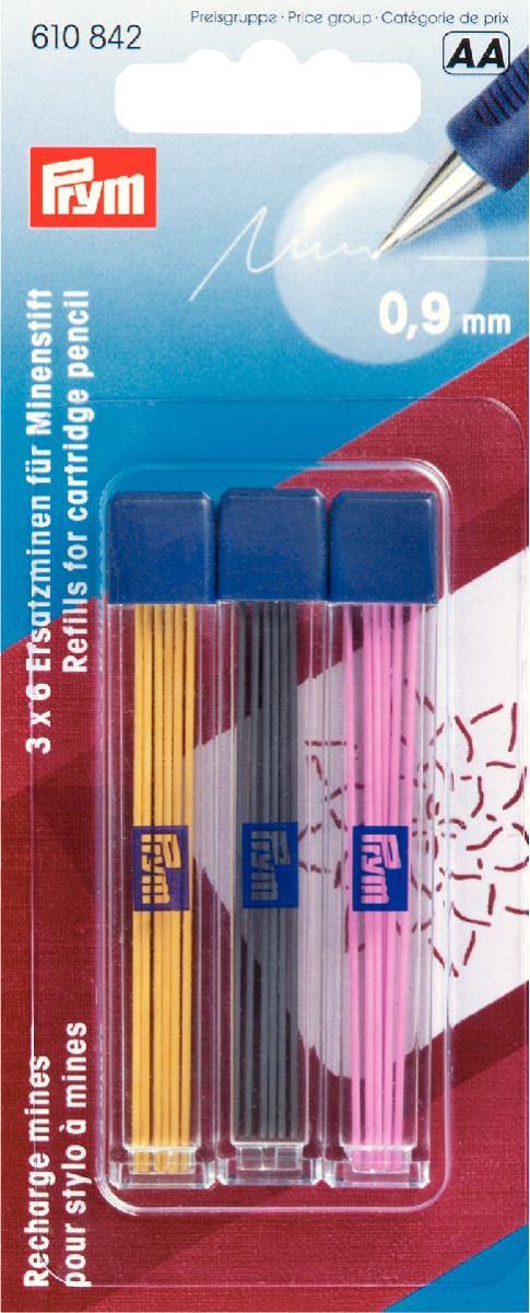 RECAMBIO PORTAMINAS PRYM 0,9mm AMRL/NEGRO/ROSA